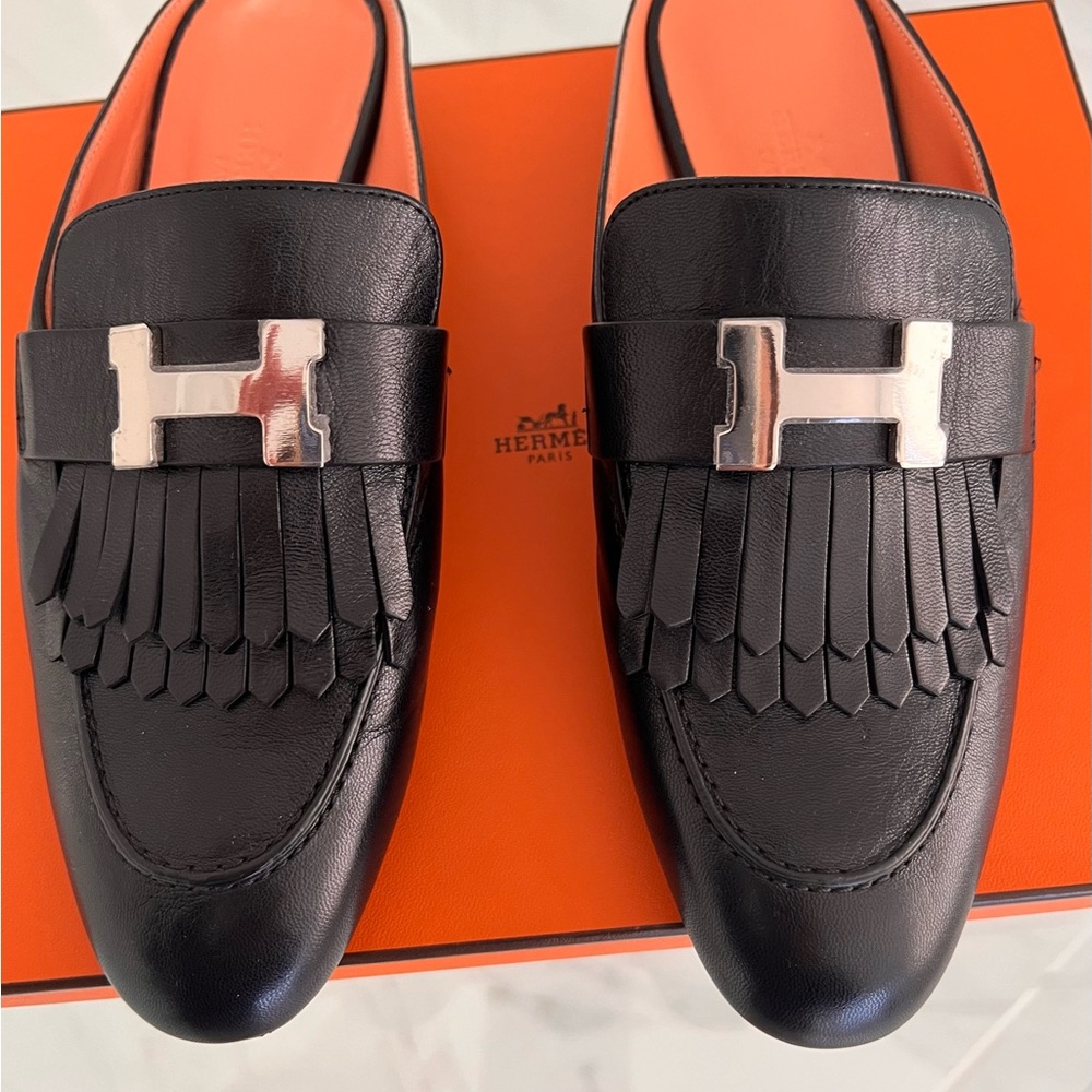 Hermes Rivoli “H” logo mules